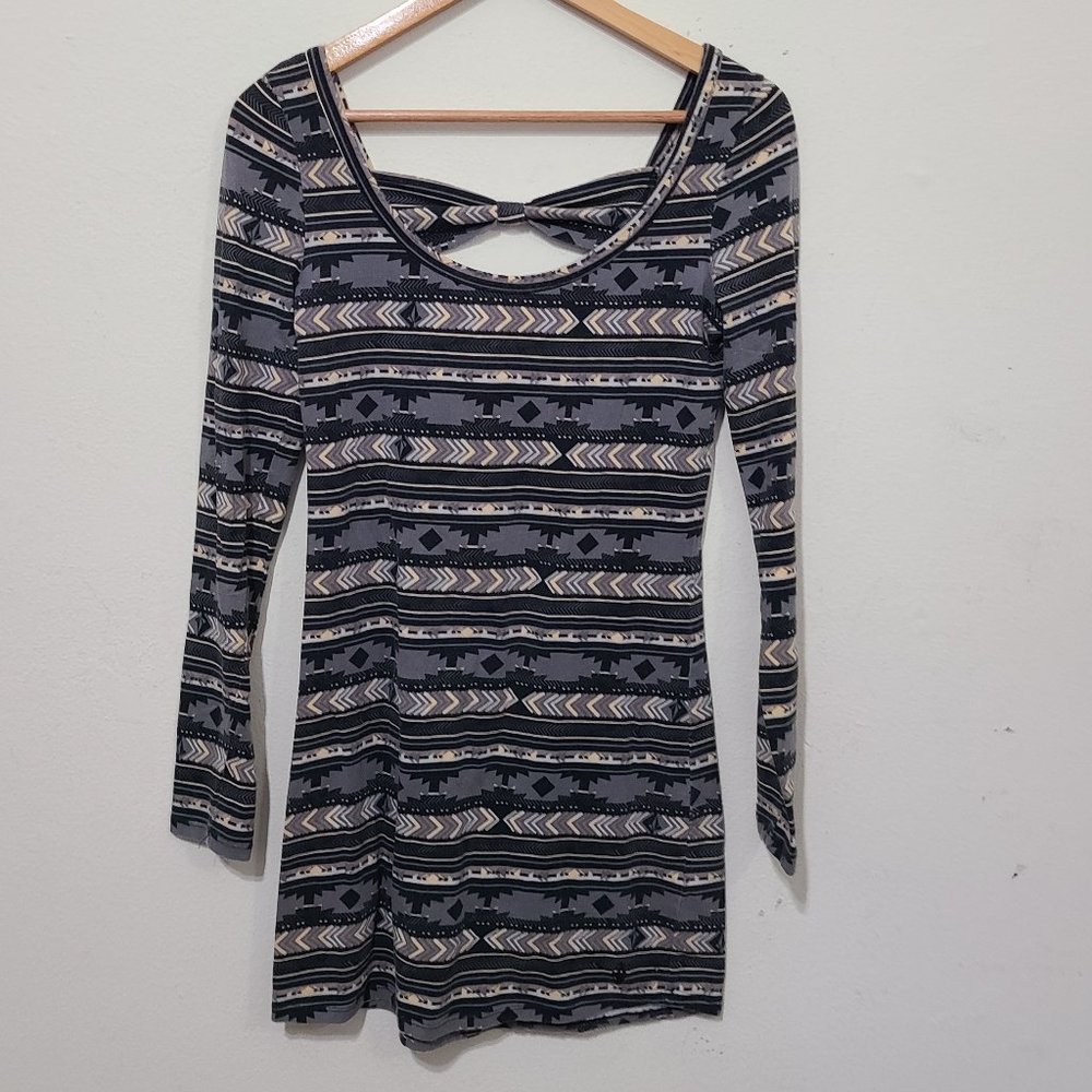 Volcom Boho Aztec Long Sleeve Skater Dress